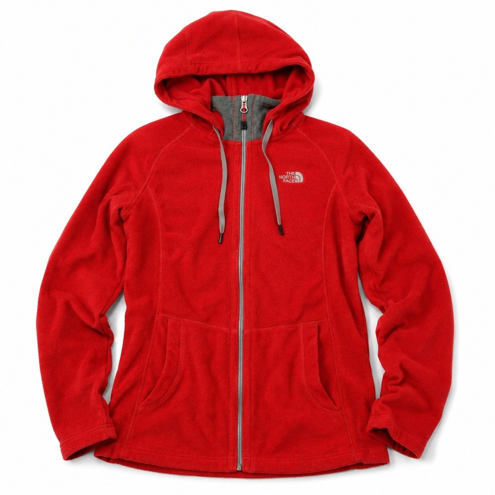 The North Face Glacier Fleece Hoodie Women's Small Orange Full Zip Jacket A7OM